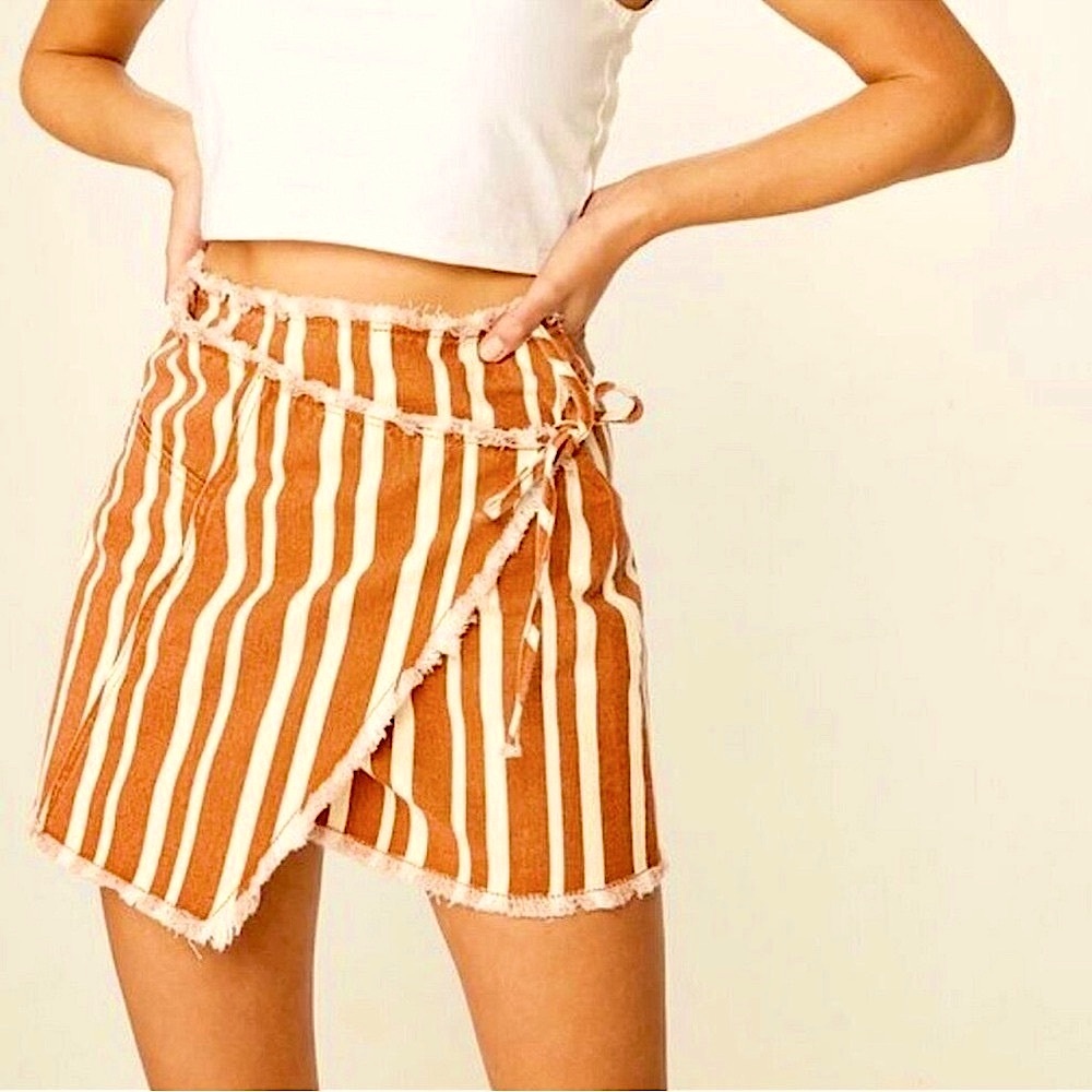 Wrap Denim Mini Skirt *new* Cotton On